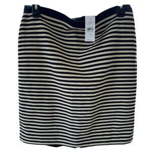 NWT Ann Taylor Loft 8 lined navy & white striped pencil skirt
